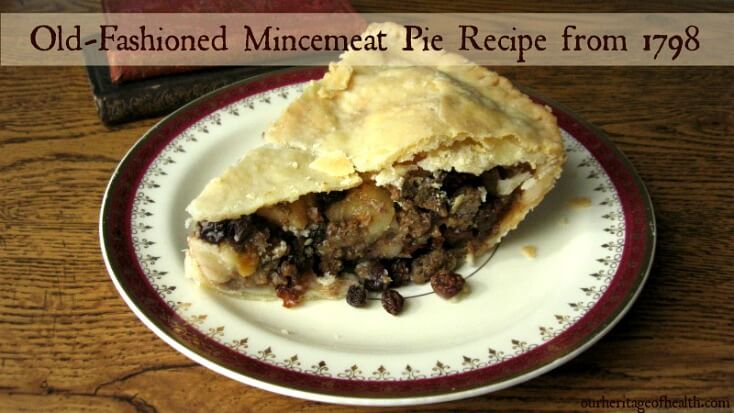 Slice of mincemeat pie on plate.