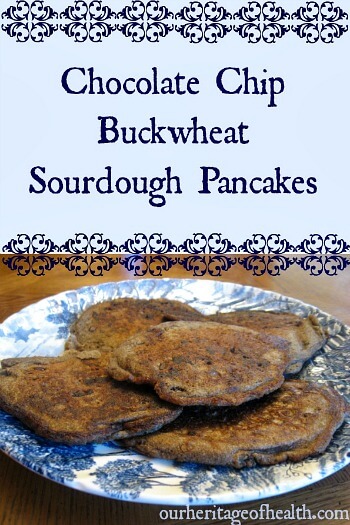 Chocolate chip buckwheat sourdough pancakes | ourheritageofhealth.com 