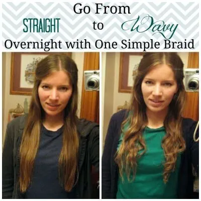 Photo of straight hair on the left side and photo of wavy hair on the right side.