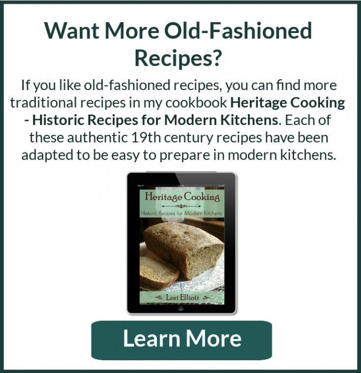 Description and book cover of Heritage Cooking cookbook with link to click to learn more details.
