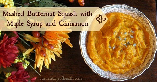 Mashed butternut squash with maple syrup and cinnamon