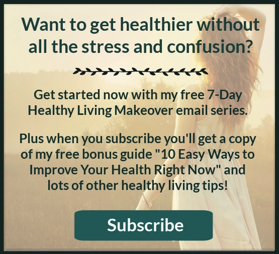 Picture of woman looking off into the distance with link to subscribe for 7-day healthy living makeover email series and free bonus guide "10 Easy Ways to Improve Your Health Right Now."
