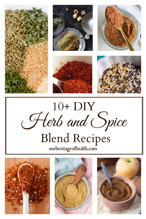 Collage of different herb and spice blend recipes.