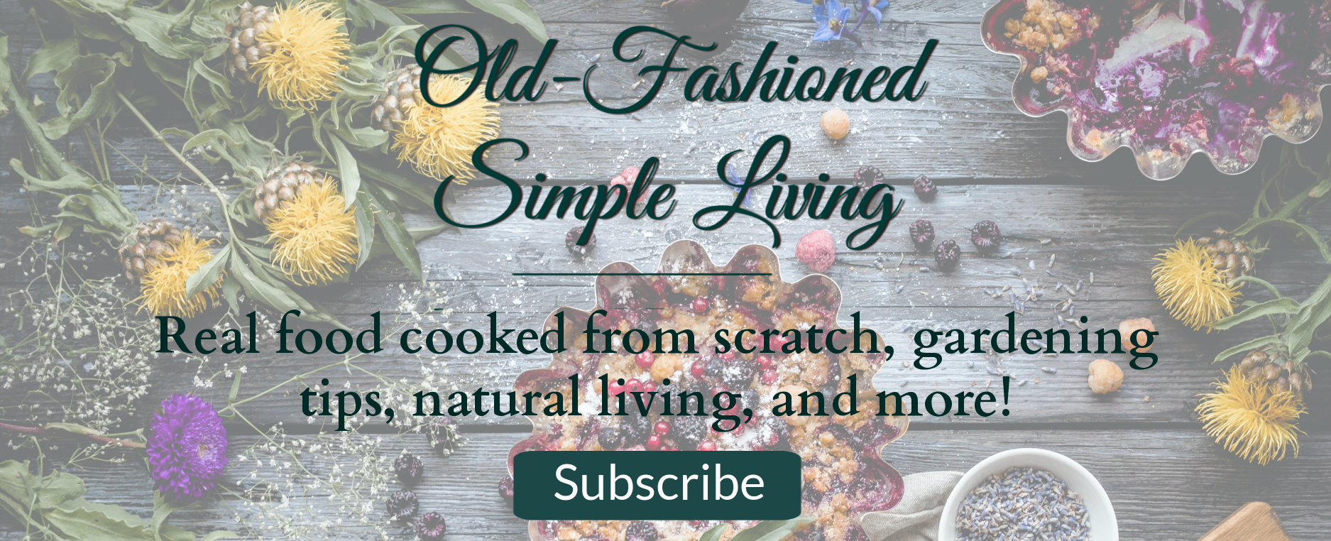 Banner to subscribe to updates for real food, gardening tips, natural living, and more.