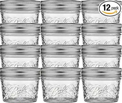Ball Mason 4oz Quilted Jelly Jars with Lids and Bands, Set of 12